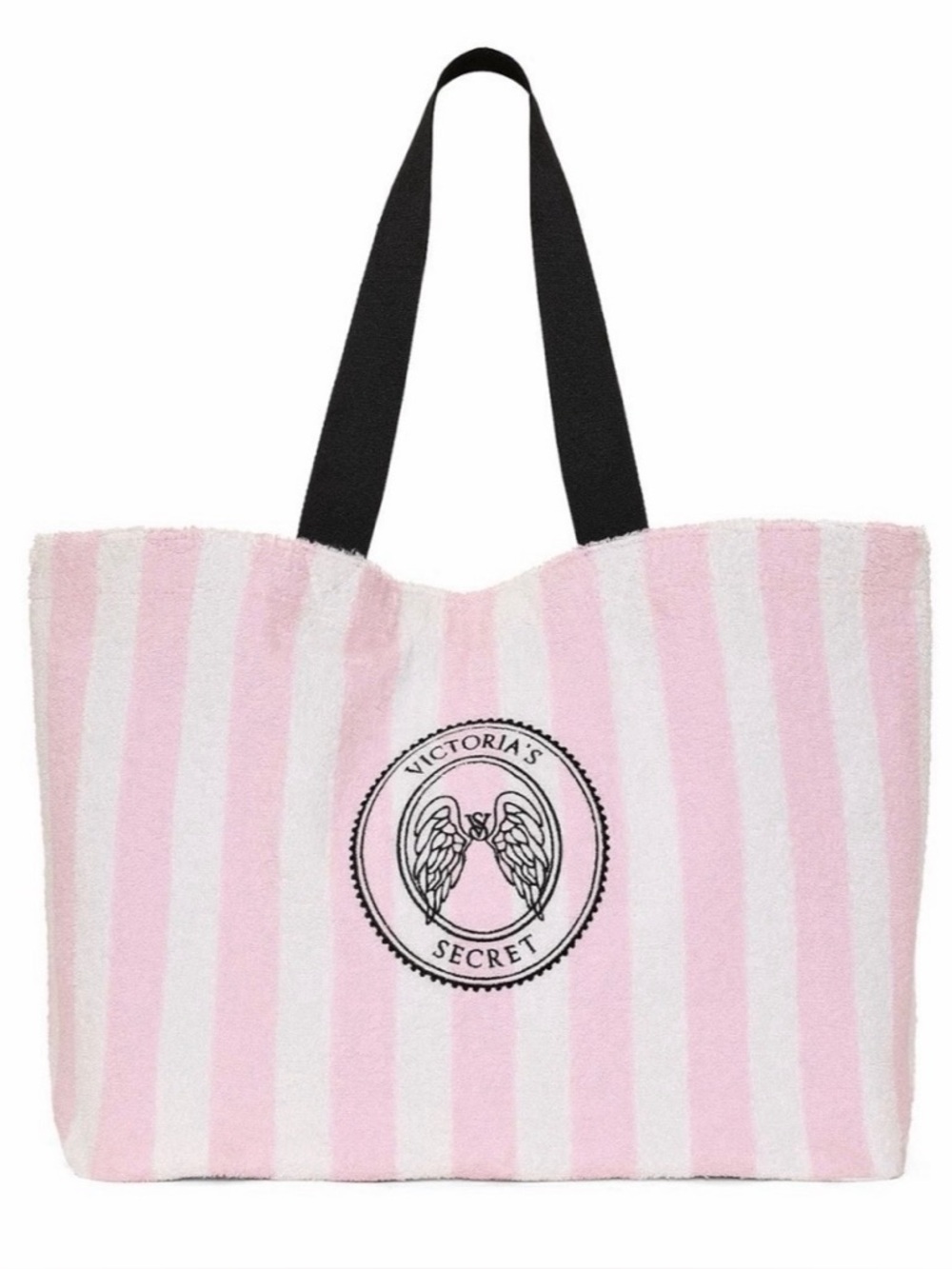 Victoria’s Secret Terry Pink Stripe Angel Essentials Tote Bag